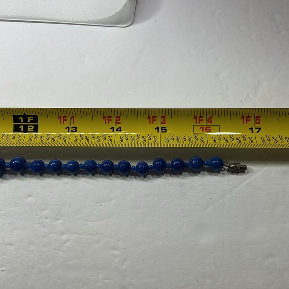 Vintage Czech Blue Peking Lapis Glass Bead Necklace Graduated - Picture 8 of 8